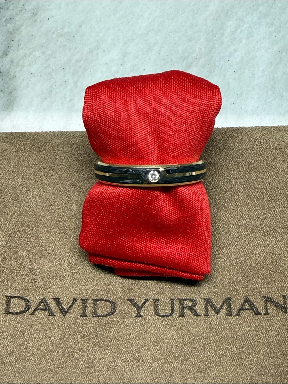 Forged Carbon Band 18k Gold Ring